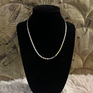 925 Sterling Three-Tone Gold + Silver + Rose Gold Chain - 16in